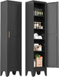 Narrow Metal Cabinet with 4 Adjustable Shelves and Barn Doors, Tall Bathroom by YAUWOHFactoryOutletsColorfulMetalFurniture