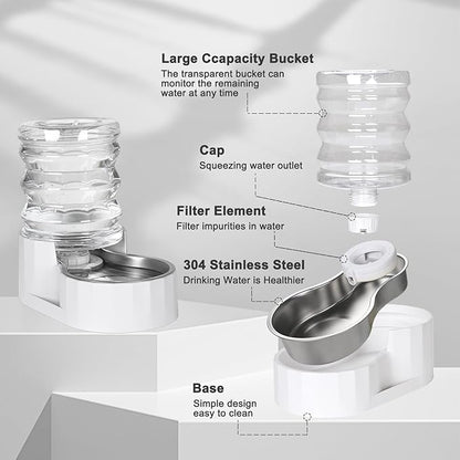 RIZZARI Dog Water Bowl Dispenser: 5L Large Stainless Steel Gravity Feeder - Image 4