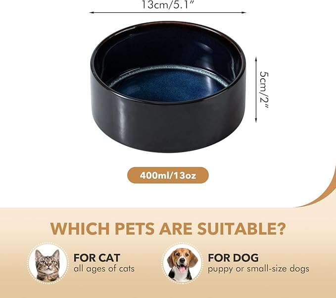 Ceramic 5.1inch Set of 2 Dog and Cat Bowls - Image 2