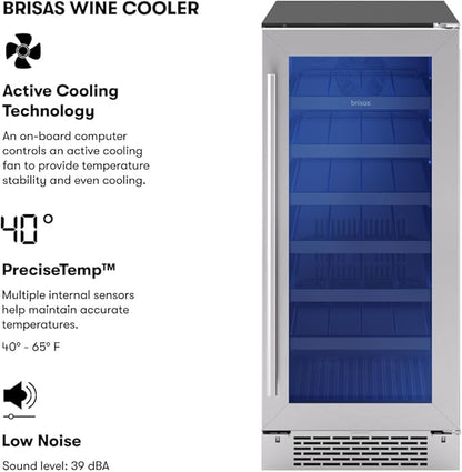 Zephyr Brisas 15 Inch Slim Wine Fridge Single Zone Under Counter - Image 2
