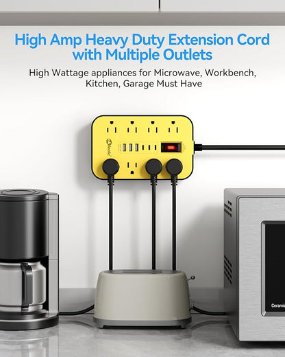 Power Strip with USB, Surge Protector Flat Plug with 8 Widely Spaced Outlets - Image 3