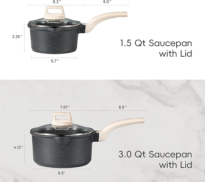 CAROTE 1.5Qt & 3.0Qt Sauce Pan Sets - Image 2
