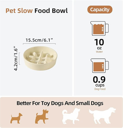 Ceramic 0.9 Cup Dog Bowl Slow Feeder, 6.1inch Slow Pet Food Dish - Image 2