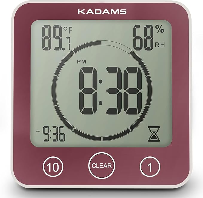 KADAMS Shower Clock Waterproof Bathroom Timer – Digital Wall Clock by KADAMS