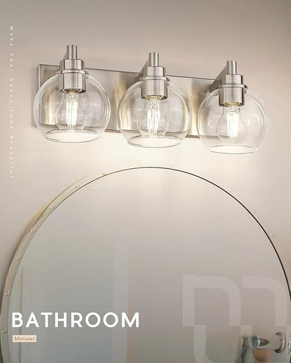 METWET Bathroom Light Fixtures, 3-Light Brushed Nickel Vanity Light, Modern - Image 6
