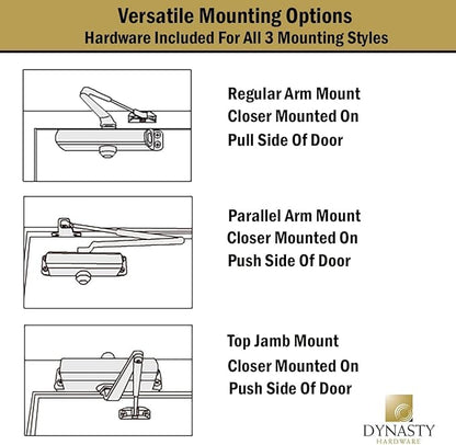 Dynasty Hardware Door Closer, Grade 1 Heavy Duty Commercial Hydraulic Closer - Image 4