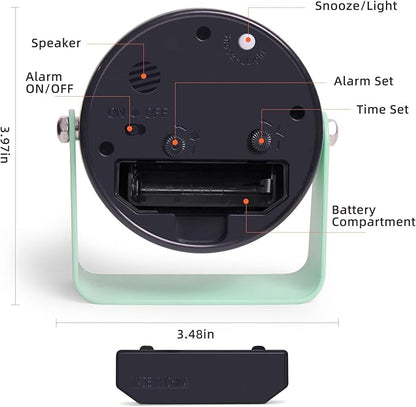 TIMESS Analog Alarm Clock, Silent Non-Ticking Quartz Movement, Battery-Operated - Image 3