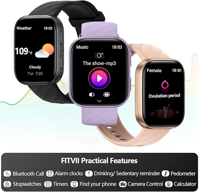 FITVII Health & Fitness Tracker, Smart Watch - Image 7
