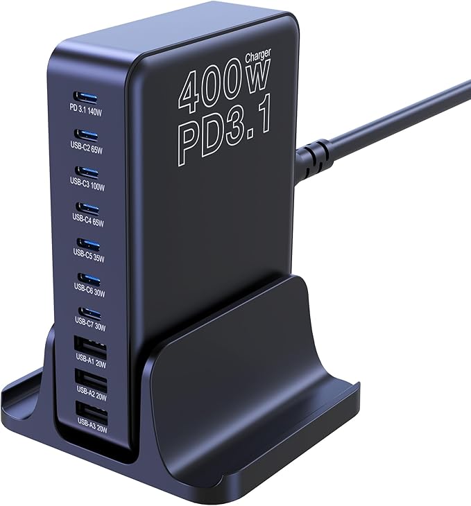 CHIPOFY 400W USB C Charger, GaN Compact 10-Ports PD3.1 140W PPS 45W QC20W Super by GaNPDchargerUSBCcarcharger