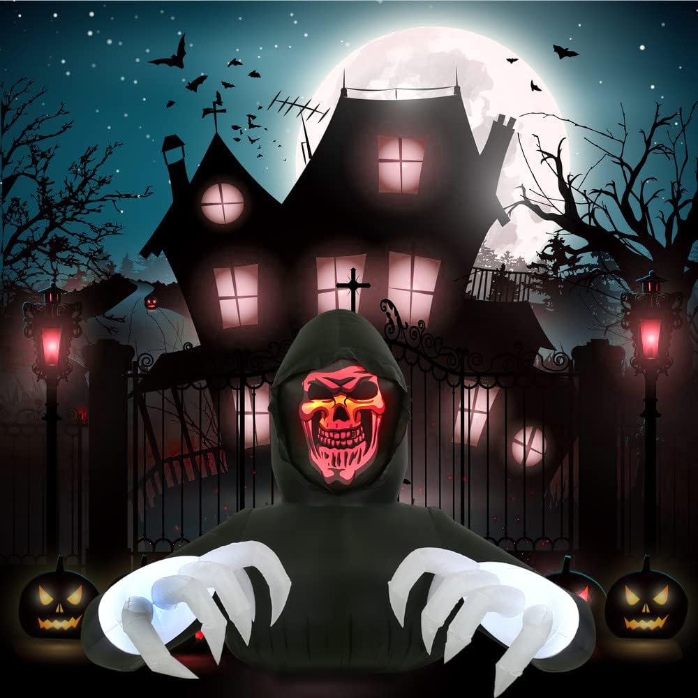 6.8FT Width Inflatables Grim Reaper Outdoor Halloween Decoration Blow Up for ...