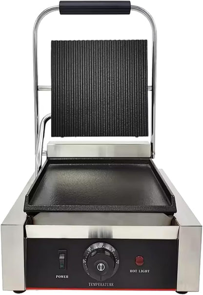 Commercial Panini Press With Grooved Grill Sandwich Maker Machine Electric - Image 2