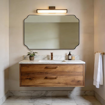 ANDY STAR 30"x48" Brushed Bronze Rectangle Mirror, Large Scalloped Bathroom - Image 3