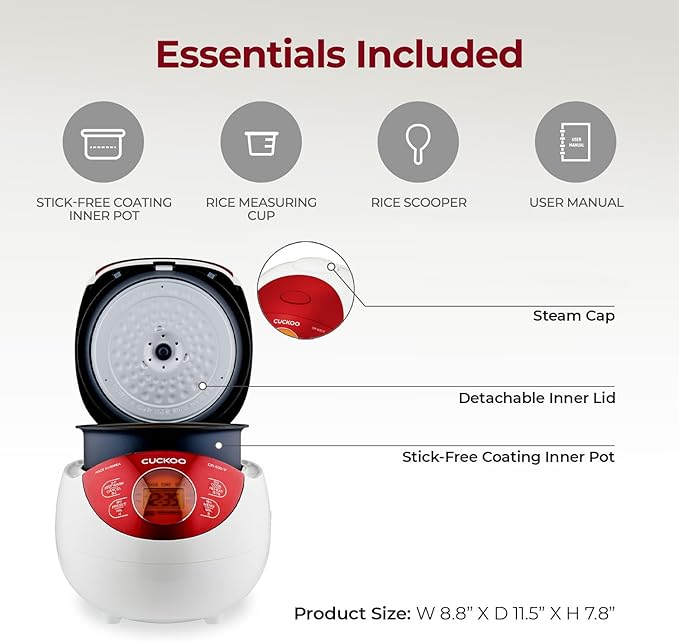 CUCKOO Micom Rice Cooker 3 Cup Uncooked / 6 Cup Cooked, Korean Fuzzy Logic Rice - Image 2