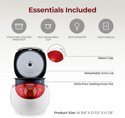 CUCKOO Micom Rice Cooker 3 Cup Uncooked / 6 Cup Cooked, Korean Fuzzy Logic Rice - Image 2