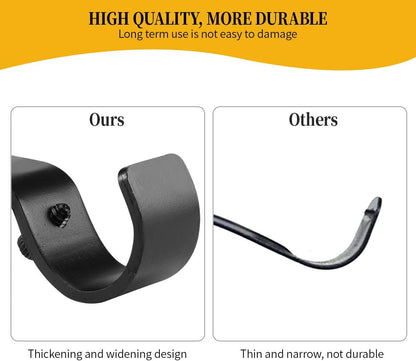 Heavy Duty Adjustable Curtain Rod Brackets and Holders - For 1 1/8 Inch & 1 1/4 Inch Rod, 2 PCS Black