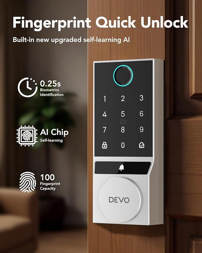 Devo G2 Fingerprint Smart Door Lock, Keyless Entry Door Lock, App Control - Image 2