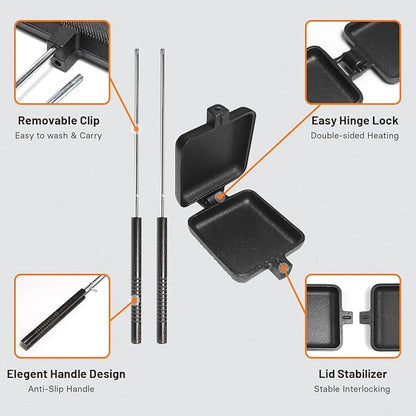Cast Iron Camp Pie Cooker, Campfire Sandwich Maker - Image 3