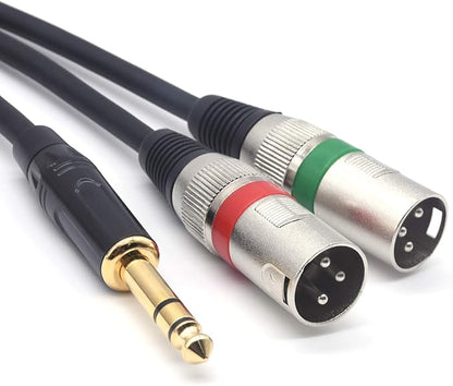 SiYear 10FT 6.35mm TRS Male Plug to 2 Dual XLR Male Stereo Unbalanced Y - Image 5
