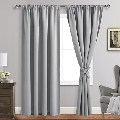 JIUZHEN Silver Grey Curtains for Living Room by JIUZHEN