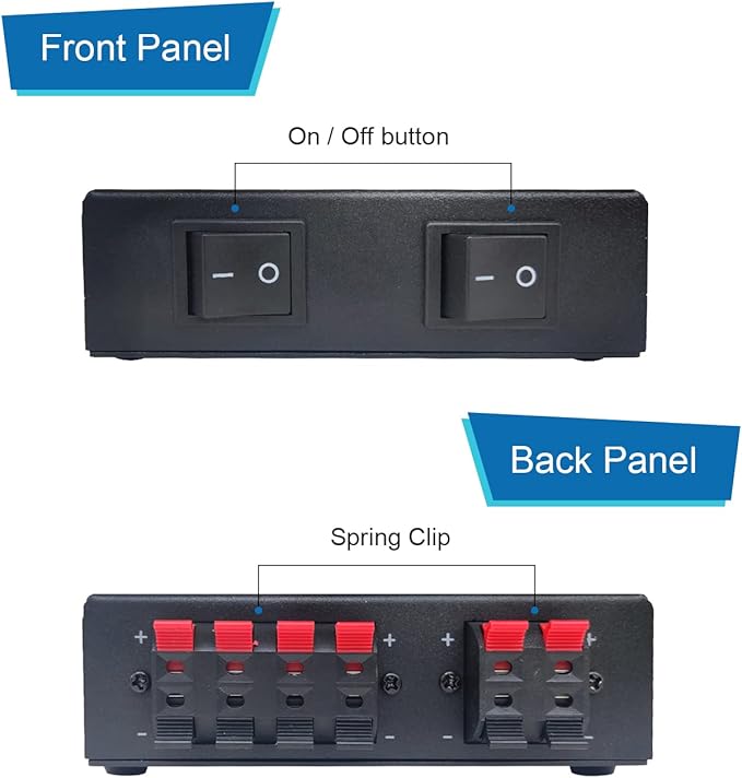 SENWIKATIN 2-Way Speaker Selector, Passive 2 Zone Distribution Box 150W / - Image 2