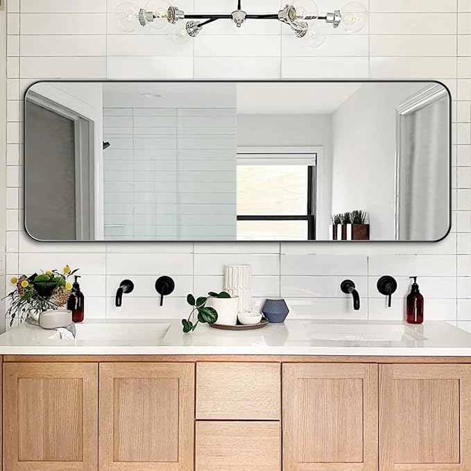 ANDY STAR 18" x 48" Full Length Wall Mirror, Large Black Mirror - Image 8