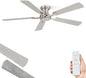ZMISHIBO 52 Inch Ceiling Fan No Light, Flush Mount Low Profile, Modern Nickel by ZMISHIBO