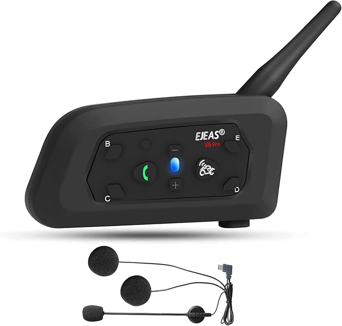 EJEAS V6 Pro Motorcycle Bluetooth Headset, Upgraded 2 Riders Intercom Helmet by EJEAS