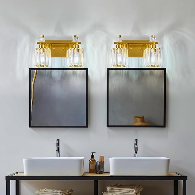 FDPBY Bathroom Vanity Lights 2-Light Gold Modern Crystal Vanity Light Fixtures - Image 7