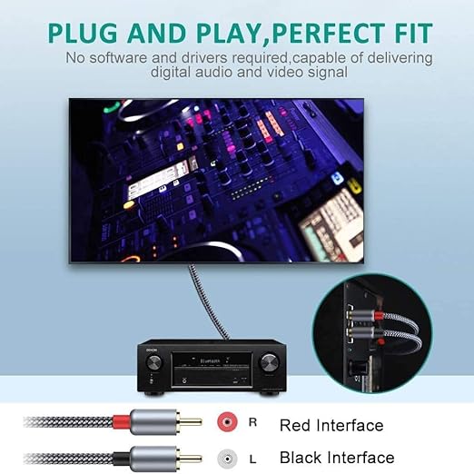 Goalfish RCA Cable, 20 Feet/6m Audio 2 Male to 2 Male Subwoofer Nylon-Braided - Image 7