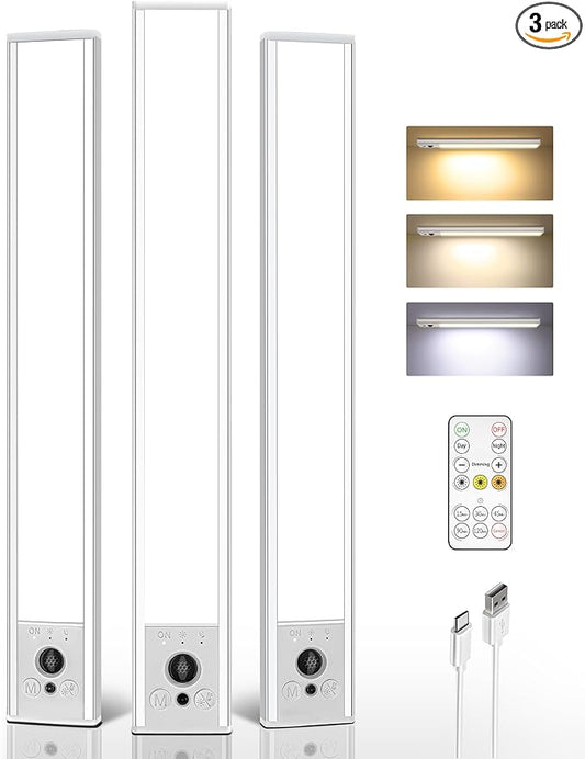 EZVALO 3 Pack Under Cabinet Lighting, 4000mAh Rechargeable Motion Sensor Light by EZVALO