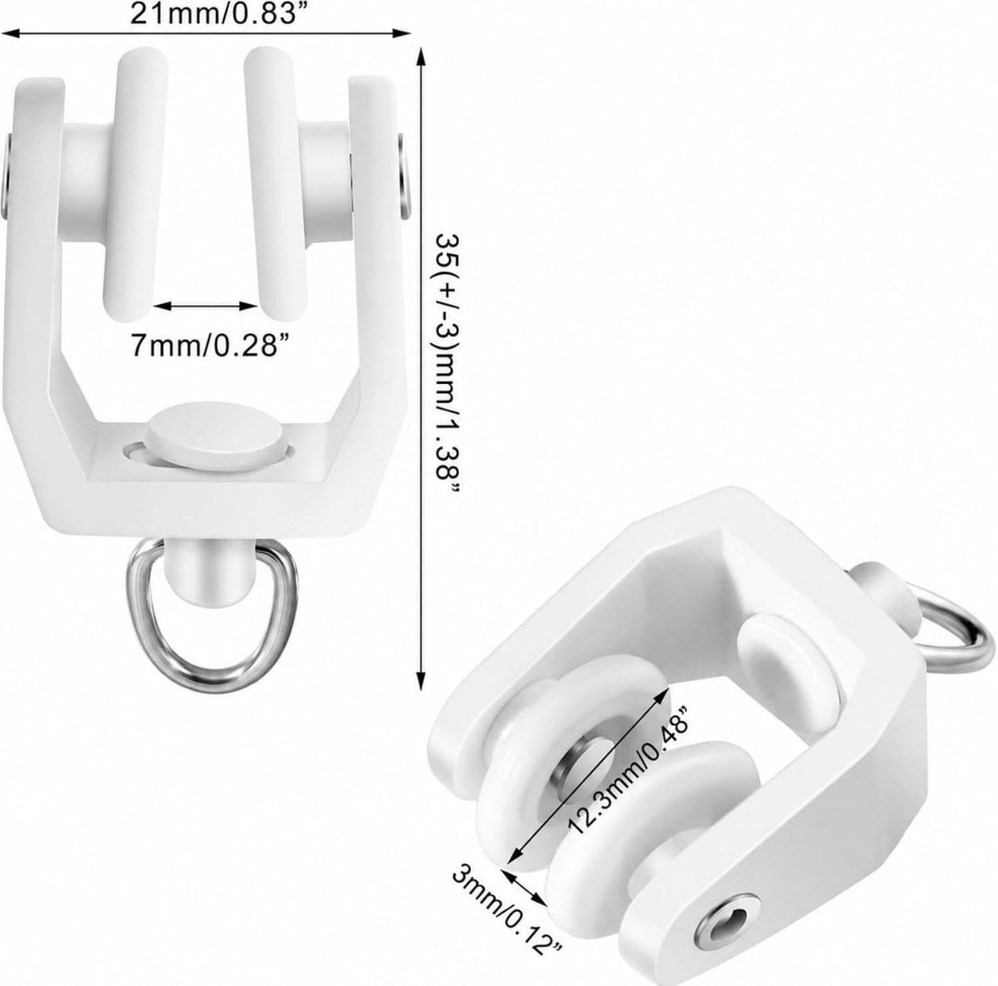 Jetec 25 Pcs Curtain Track Rollers Bulk, Flexible Bendable, White | Suitable for 11 mm Curtain Tracks, Plastic Rail Gliders Hooks Clips, Smooth Gliding for Ceiling Shower Window Room Divider