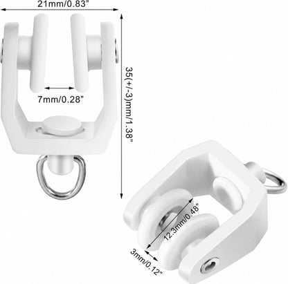 Jetec 25 Pcs Curtain Track Rollers Bulk, Flexible Bendable, White | Suitable for 11 mm Curtain Tracks, Plastic Rail Gliders Hooks Clips, Smooth Gliding for Ceiling Shower Window Room Divider
