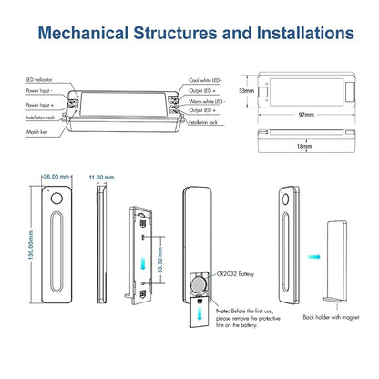 RF Wireless Remote CCT LED Strip Controller Magnetic Wall-Mounted Touch Slide - Image 6