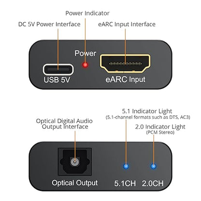 Neoteck ARC/eARC Audio Extractor, HDMI ACR Audio to Optical Extractor - Image 6