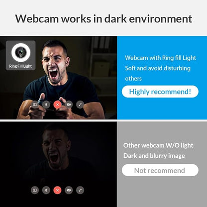 Angetube Streaming 1080P HD Webcam Built in Adjustable Ring Light and Mic. - Image 3