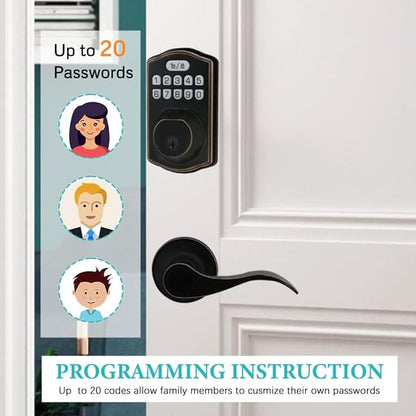 Fingerprint Door Lock with Passage Lever, Contemporary Electronic Keypad - Image 7