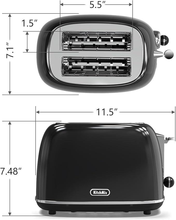 Toaster 2 slice, Retro Stainless Steel Toaster - Image 7