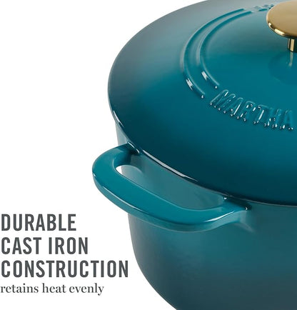 Martha Stewart Gatwick 7-Quart Enamel Cast Iron Dutch Oven – Emerald Ombre - Image 3