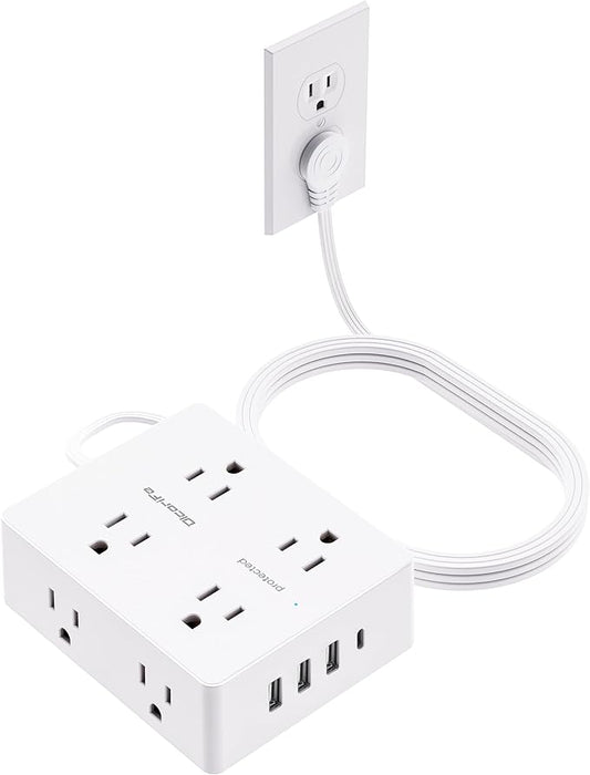 Surge Protector Power Strip 10 ft Cord, Olcorife Ultra Thin Flat Plug Extension by olcorife