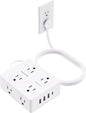 Surge Protector Power Strip 10 ft Cord, Olcorife Ultra Thin Flat Plug Extension by olcorife