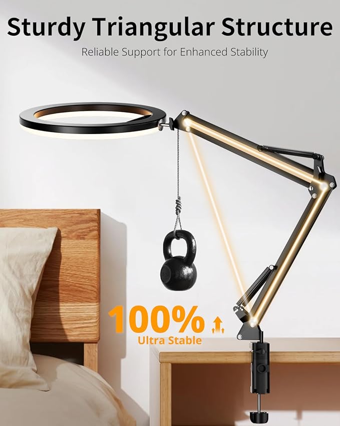 UBeesize 12’’ Ring Light with Overhead Phone Mount, LED Selfie Light with Stand - Image 6