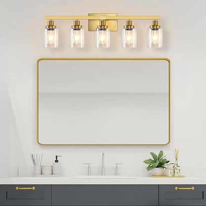 DIKAIDA 5 Light Gold Bathroom Vanity Light, Bathroom Light Fixtures - Image 7