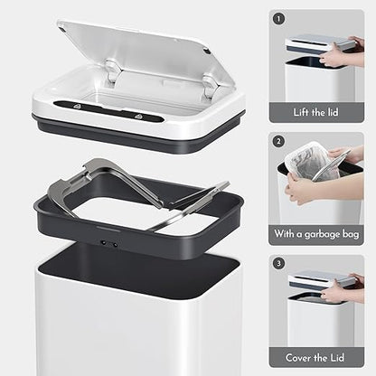 ELPHECO Stainless Steel Office Trash Can Motion Sensor Garbage Can Touchless - Image 6