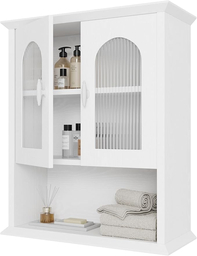 CJL Bathroom Wall Cabinet with Fluted Door, 18.9'' x 23.6'' Medicine Cabinet by Unknown