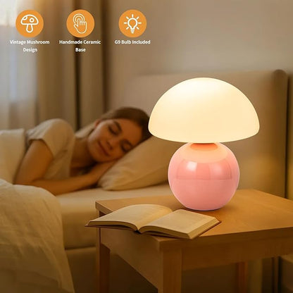 Mushroom Table Lamp, Ceramic Base - Image 2