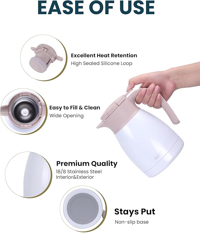 GiNT 1L / 34Oz Thermal Coffee Carafe, Insulated Stainless Steel Coffee Carafes - Image 6