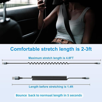 Coiled Lightning Cable, iPhone Charger Cable 3FT - Image 6