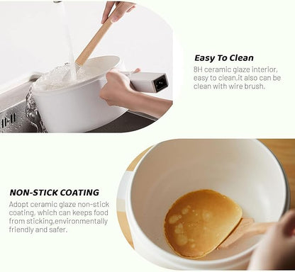 olakys. Electric Hot Pot, 1.5L Mini Hot Pot, Ceramic Glaze Non-stick Portable - Image 7