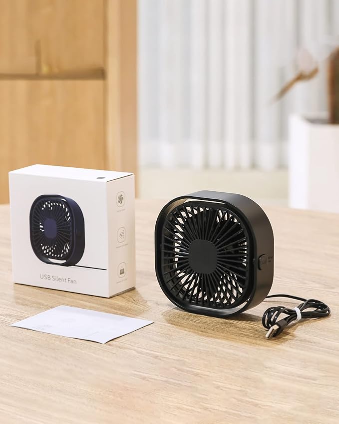 RJVW 4 Inch Small USB Desk Fan, 3-Speed Portable & 360°Rotatable Mini Cooling - Image 7