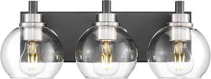METWET Bathroom Light Fixtures, 3-Light Black and Brushed Nickel Bathroom by Metwet